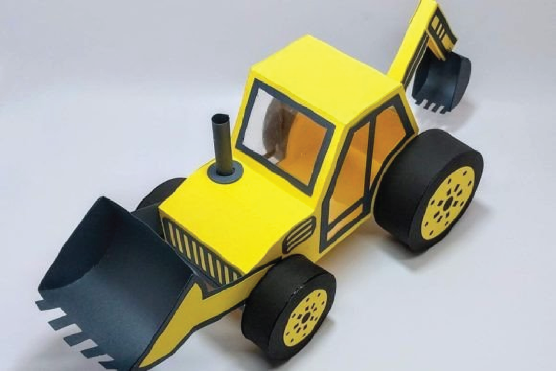 Construction Backhoe 3D Paper Model