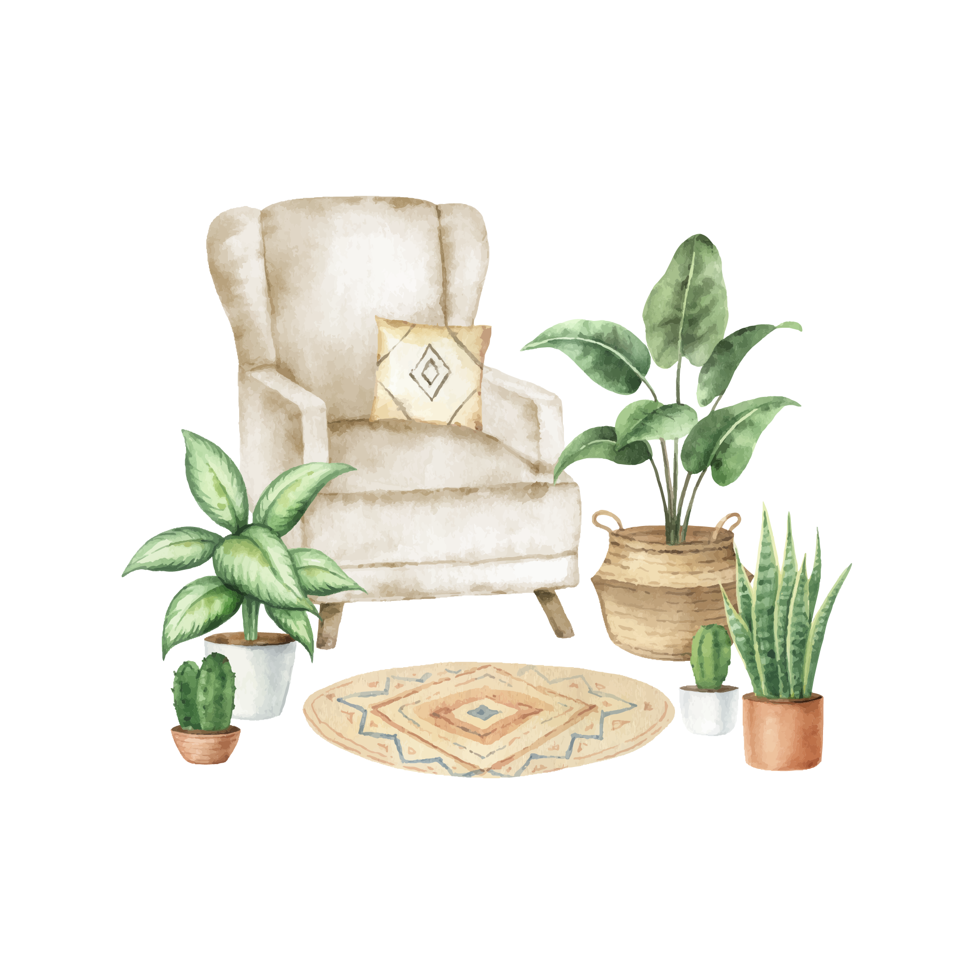 Bedroom 42 — Bedroom watercolour SVG cut file