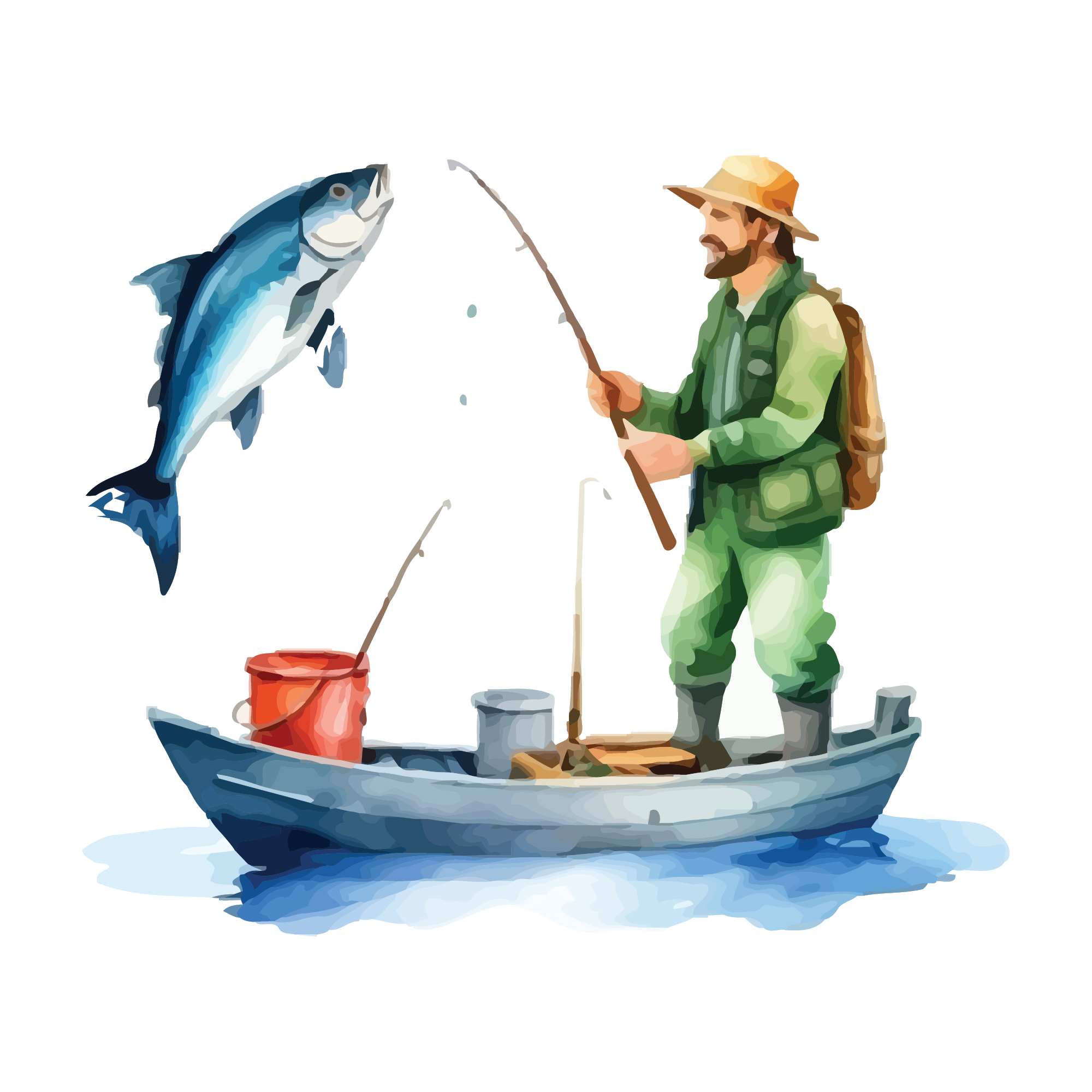 Fishing 21 — Fishing watercolour SVG cut file