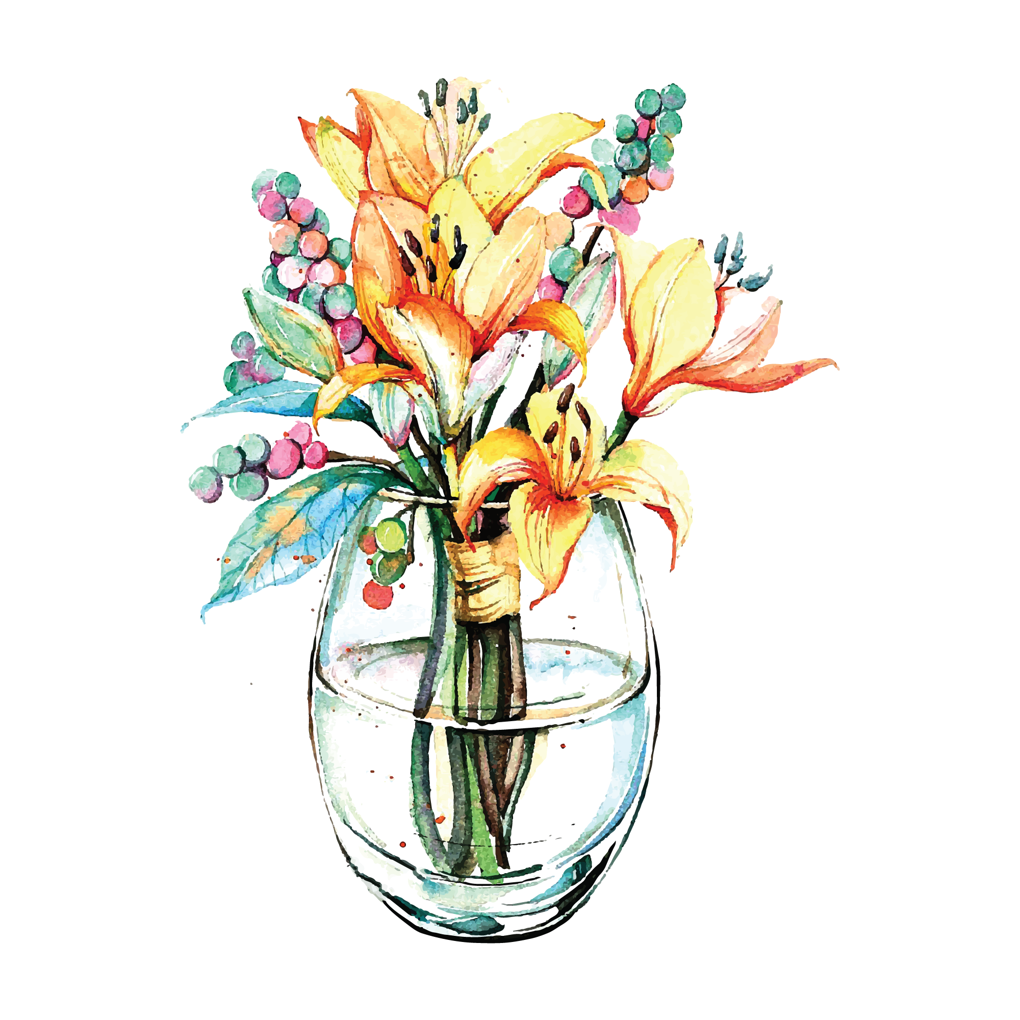 Jar Flower 18 — Jar Flower watercolour SVG cut file