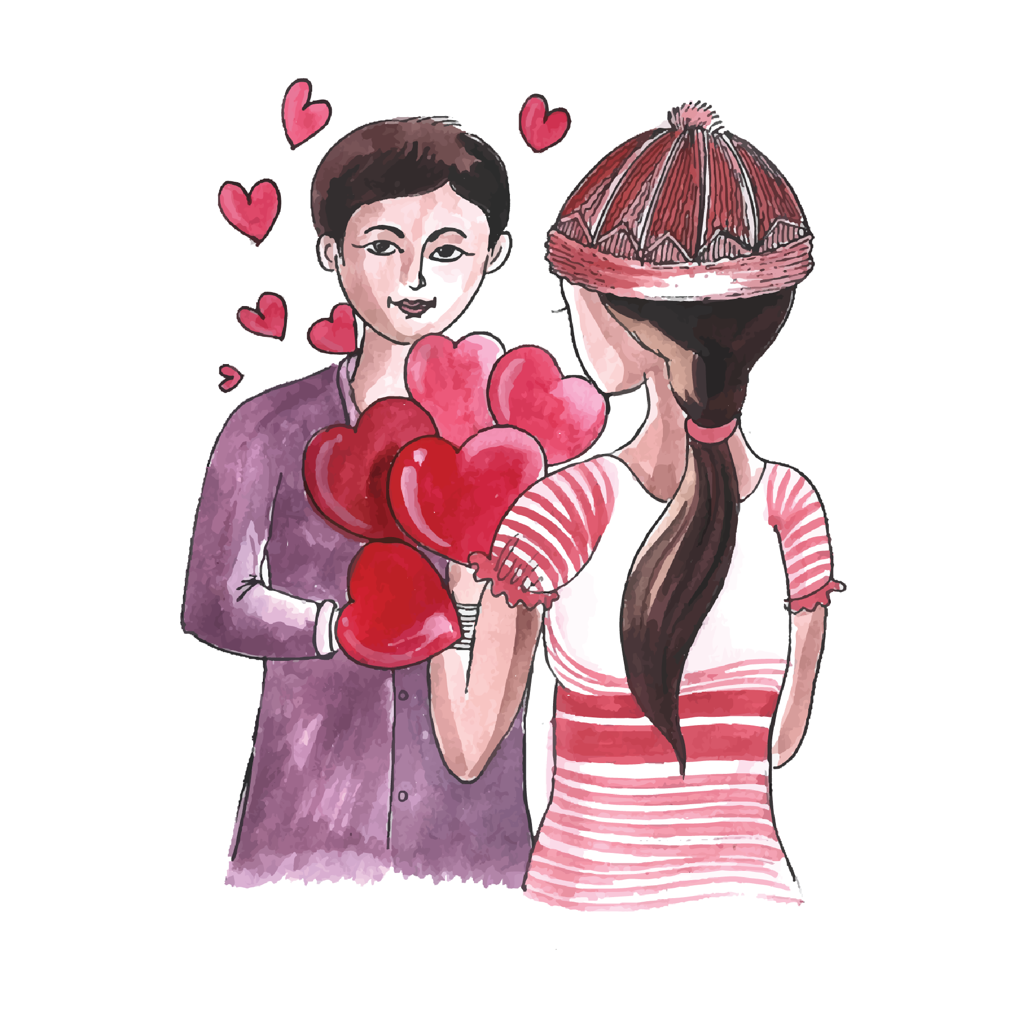 Valentine's Day 18 — Valentine's Day watercolour SVG cut file